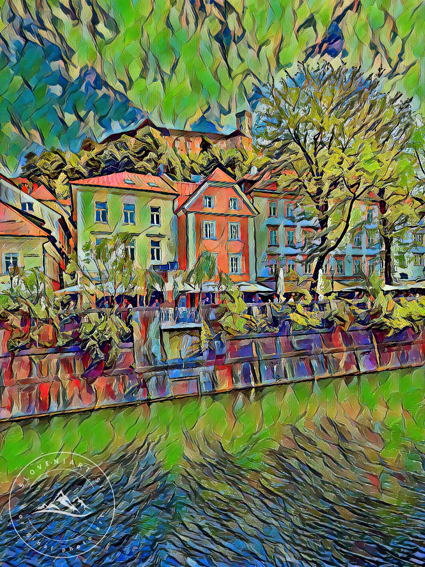 Autumnal Canal and Castle Impressionist