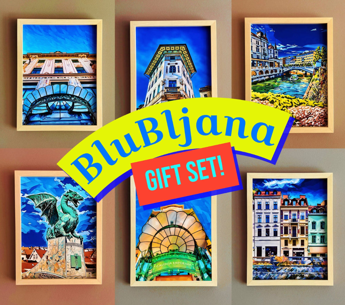 Ljubljana v modrem – Blue Ljubljana Art Prints