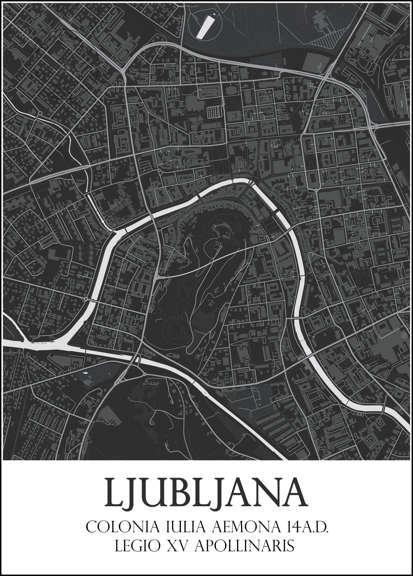 Monochrome Maps of Old Ljubljana
