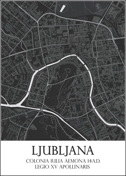 Monochrome Maps of Old Ljubljana