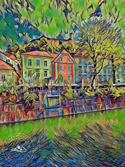Autumnal Canal and Castle Impressionist