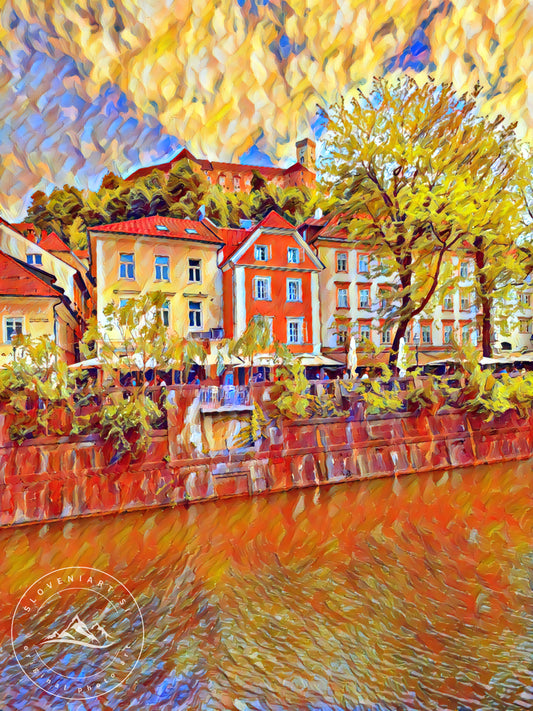 Autumnal Canal and Castle Impressionist
